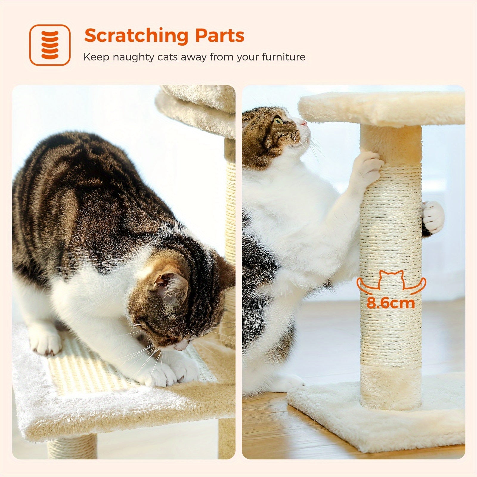 Katzen-Kratzbaum, Beige Farbe für Zuhause – Detailansicht 11