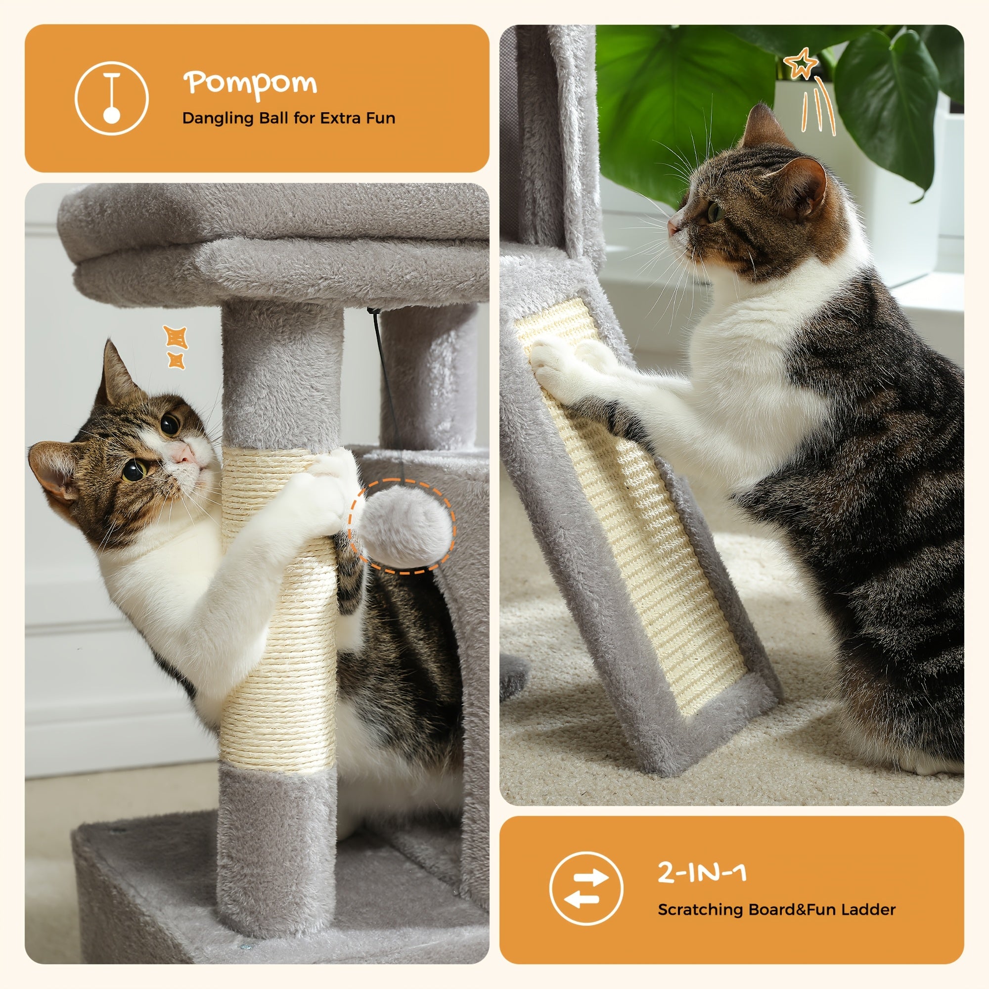 Katzen-Kratzbaum, Beige Farbe für Zuhause und Haustiere – Detailansicht 3