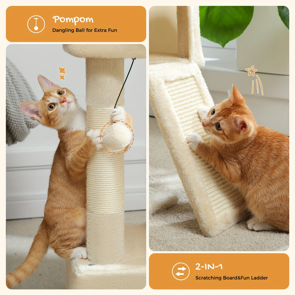 Katzen-Kratzbaum, Beige Farbe für Zuhause und Haustiere – Detailansicht 8