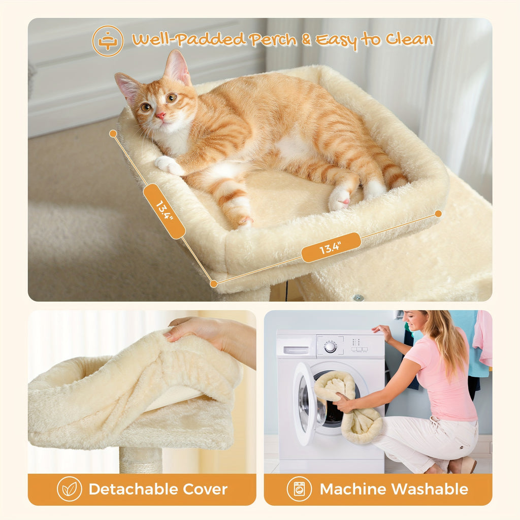 Katzen-Kratzbaum, Beige Farbe für Zuhause und Haustiere – Detailansicht 10