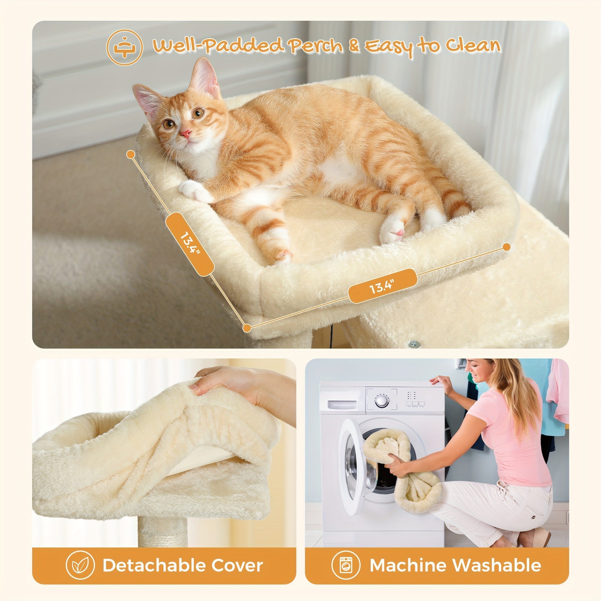 Katzen-Kratzbaum, Beige Farbe für Zuhause und Haustiere – Detailansicht 10