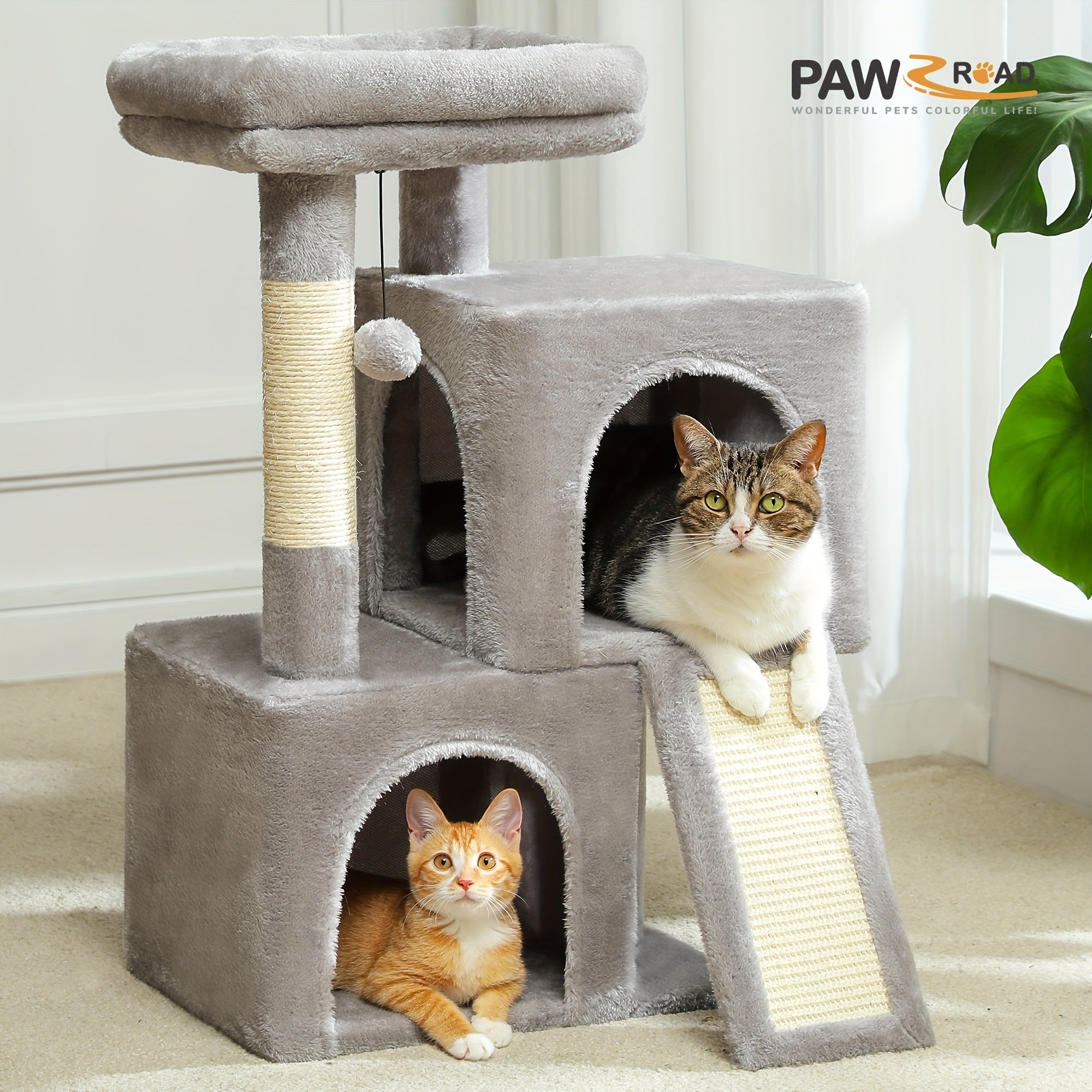 Katzen-Kratzbaum, Beige Farbe für Zuhause und Haustiere – Detailansicht 11