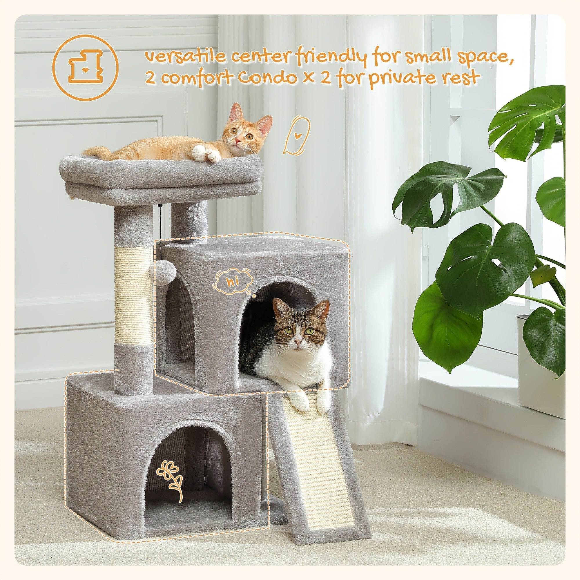Katzen-Kratzbaum, Beige Farbe für Zuhause und Haustiere – Detailansicht 17