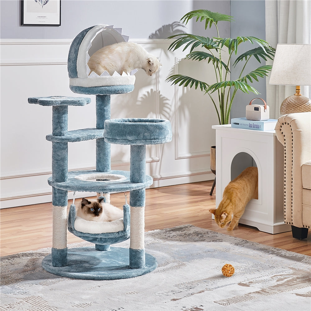 Katzen-Kratzbaum, Blau für Haustiere und Zuhause – Hauptansicht