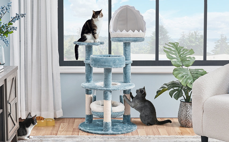 Katzen-Kratzbaum, Blau für Haustiere und Zuhause – Detailansicht 8