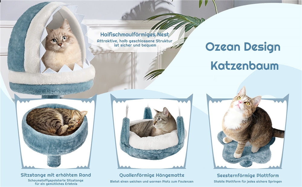 Katzen-Kratzbaum, Blau für Haustiere und Zuhause – Detailansicht 9