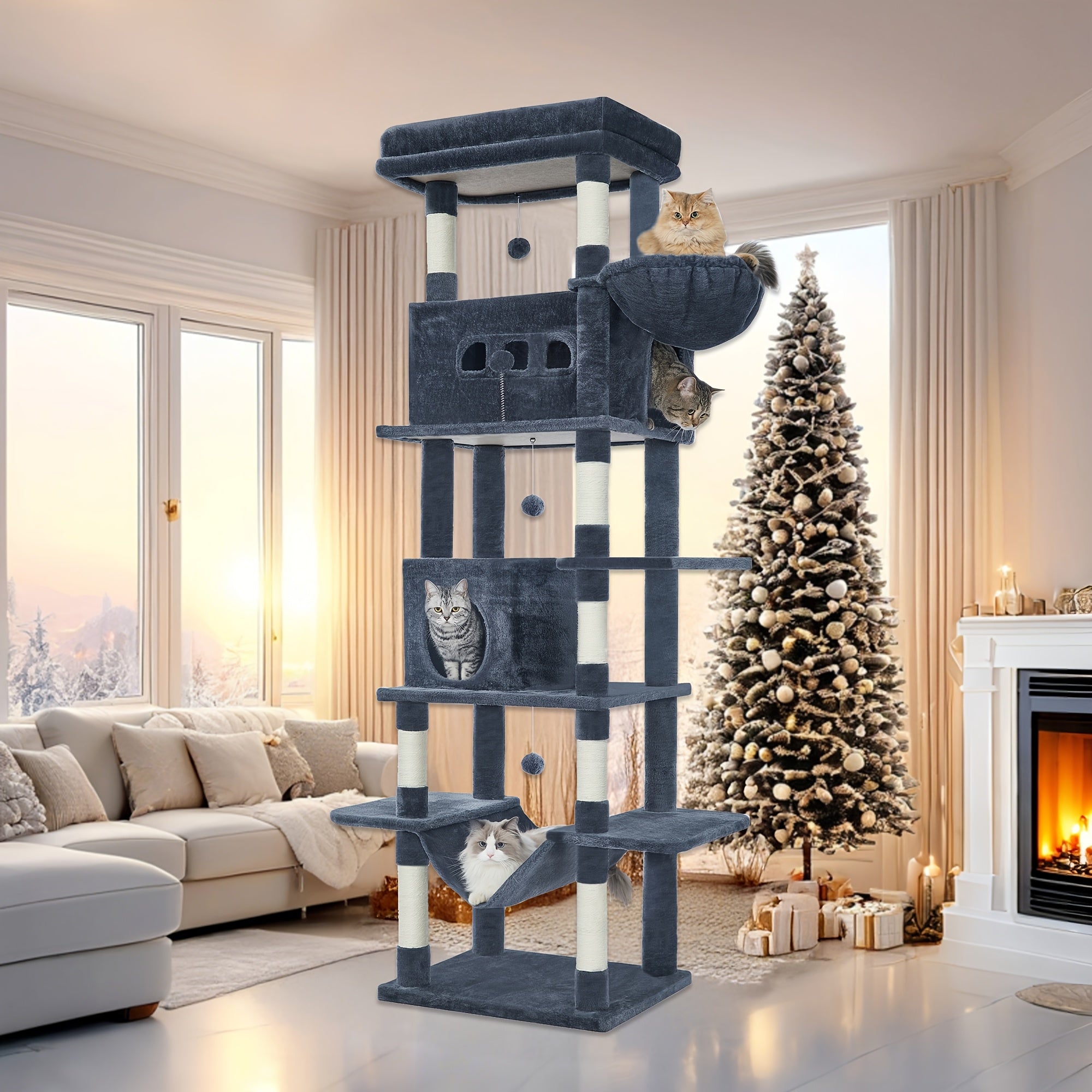 Katzen-Kratzbaum, Dunkelgrau für Zuhause – Hauptansicht