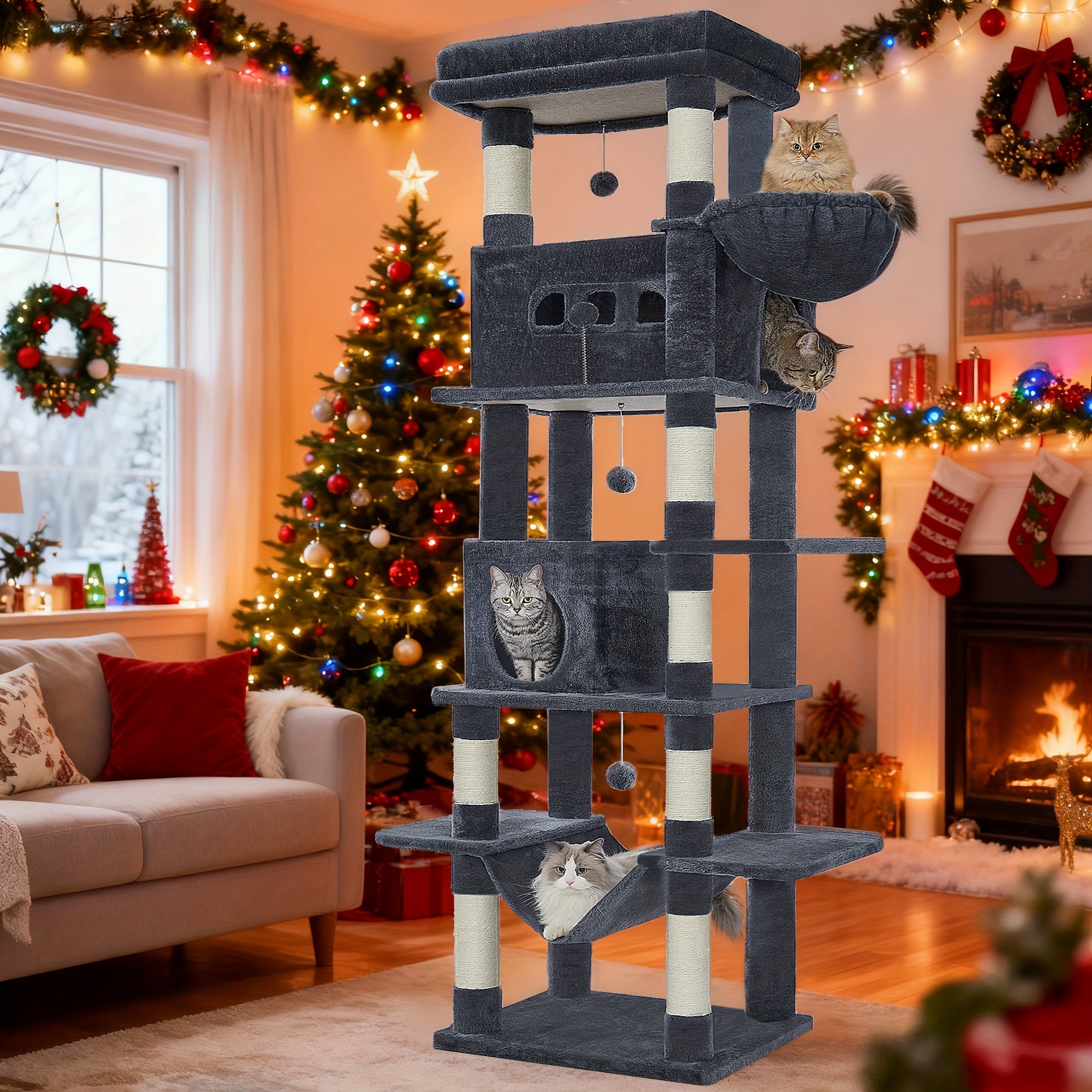 Katzen-Kratzbaum, Dunkelgrau für Zuhause – Detailansicht 9