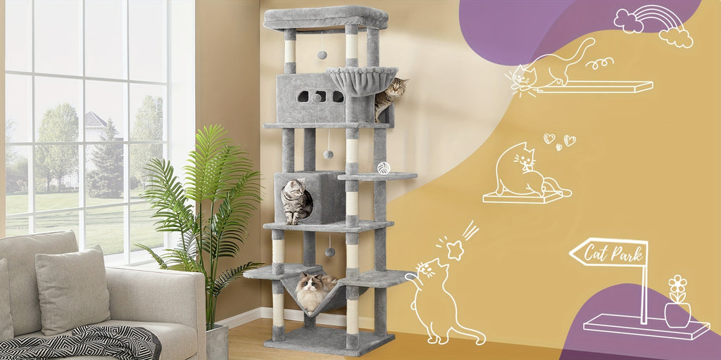 Katzen-Kratzbaum, Grau für Haustiere – Detailansicht 3