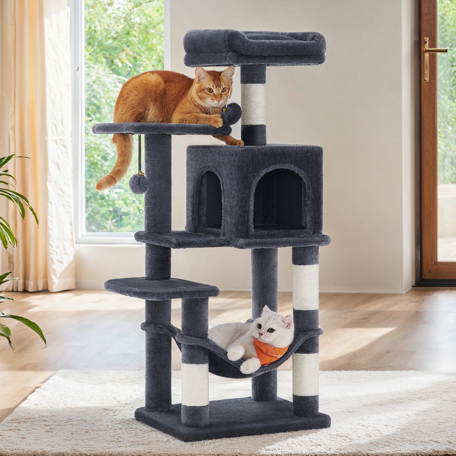 Katzen-Kratzbaum, Hängematte und 4 Kratzstämmen für Zuhause – Detailansicht 2