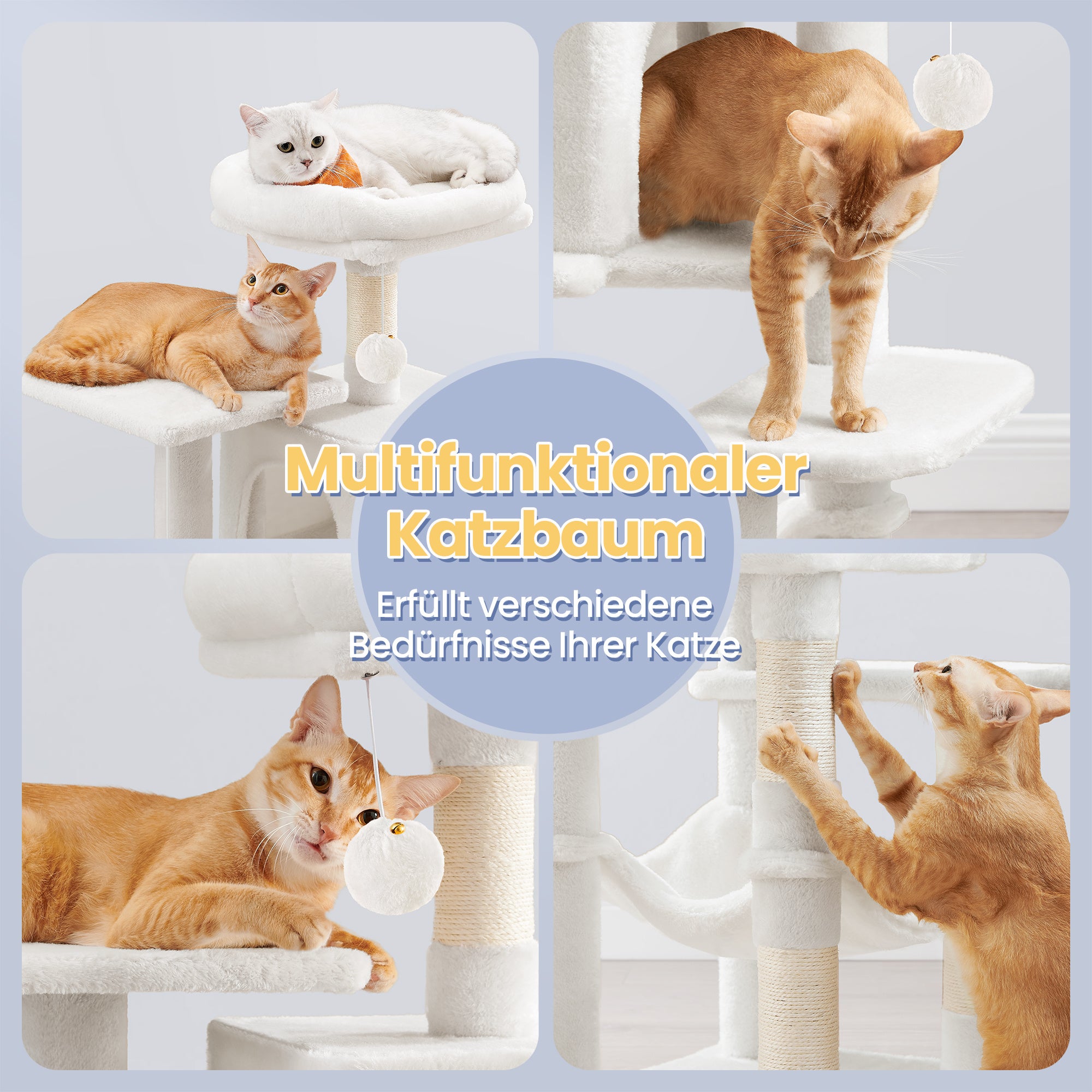 Katzen-Kratzbaum, Hängematte und 4 Kratzstämmen für Zuhause – Detailansicht 11