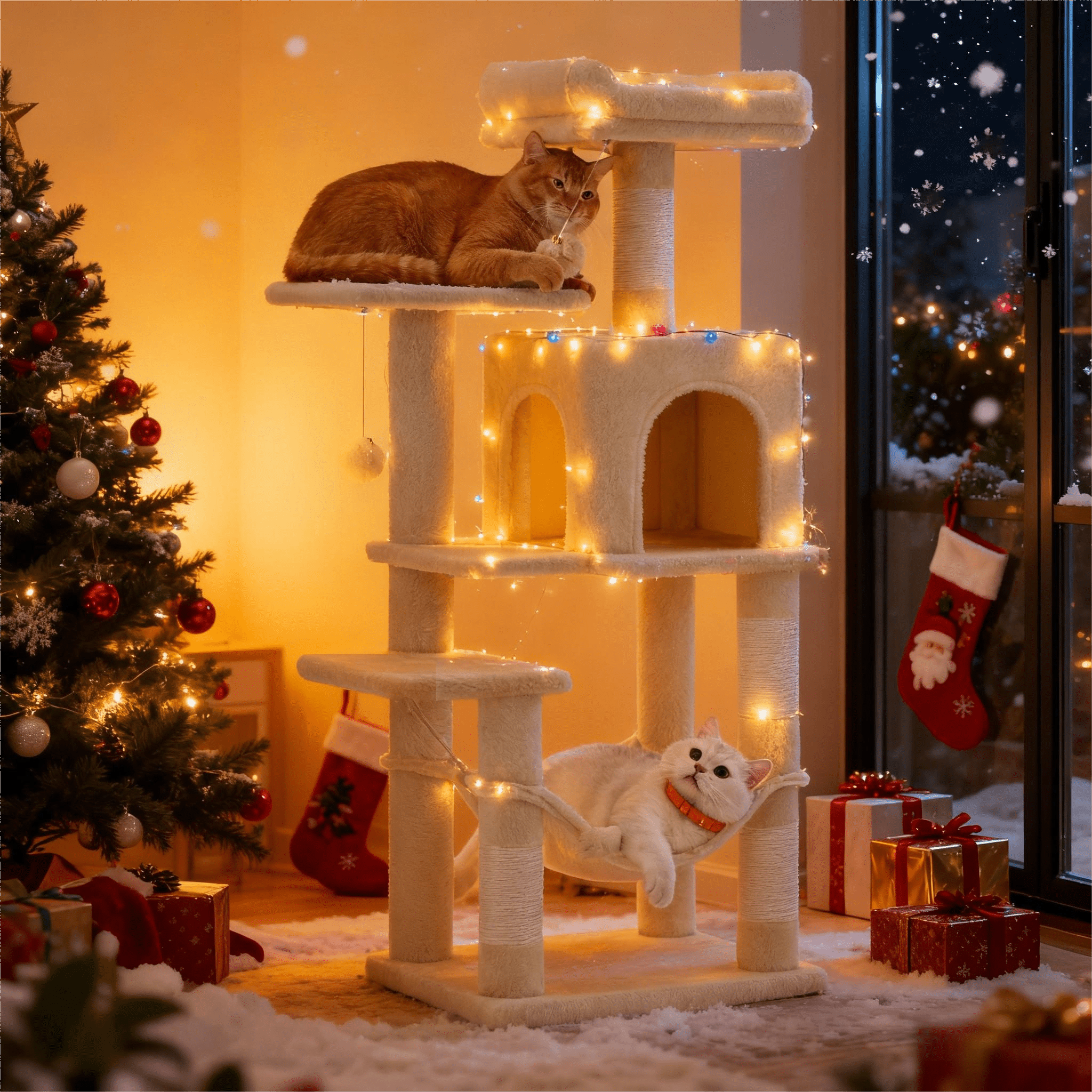 Katzen-Kratzbaum, Hängematte und 4 Kratzstämmen für Zuhause – Detailansicht 18