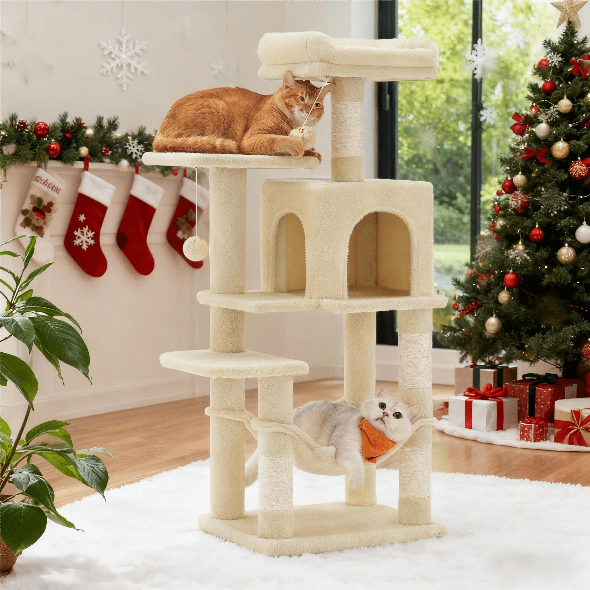 Katzen-Kratzbaum, Hängematte und 4 Kratzstämmen für Zuhause – Detailansicht 19