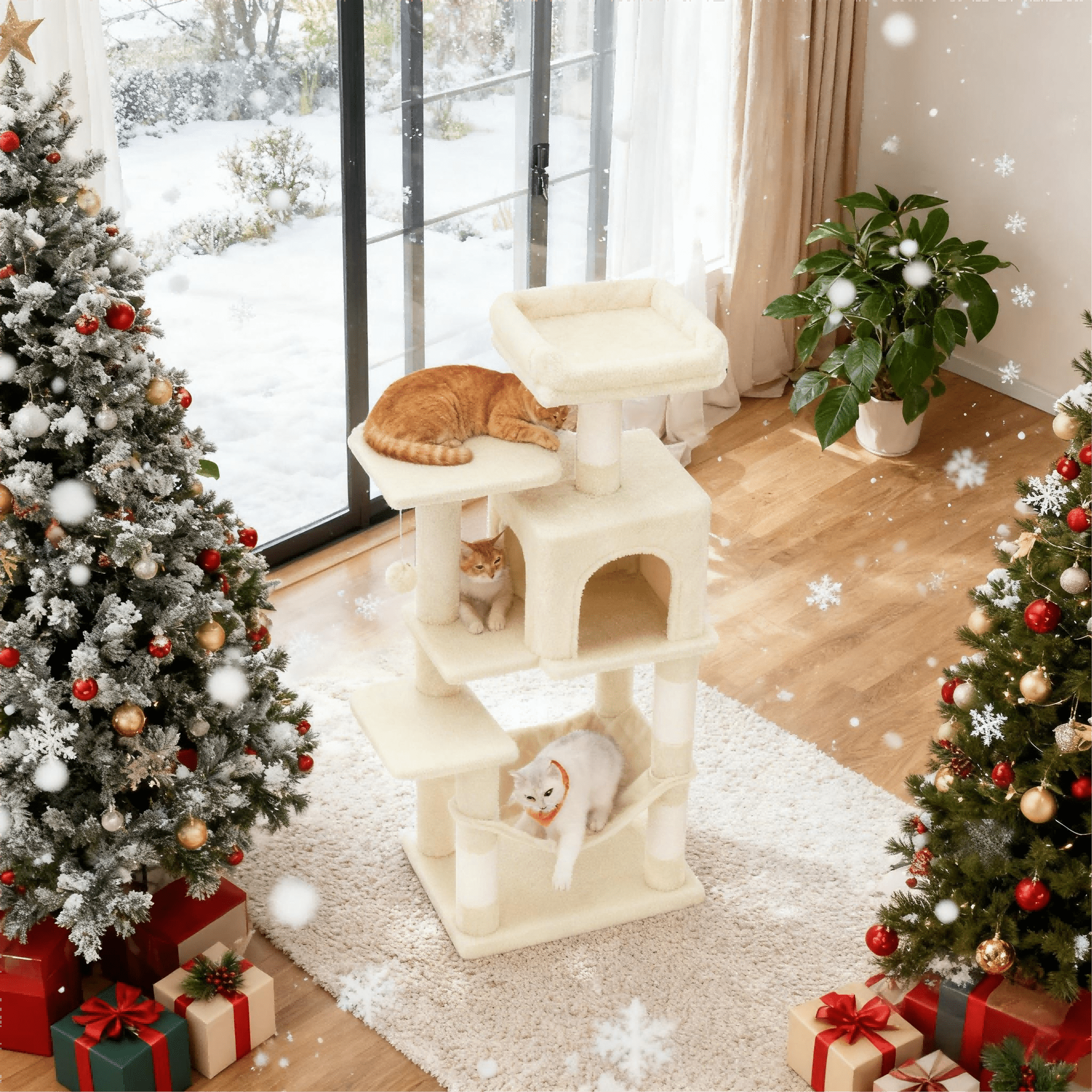 Katzen-Kratzbaum, Hängematte und 4 Kratzstämmen für Zuhause – Detailansicht 24