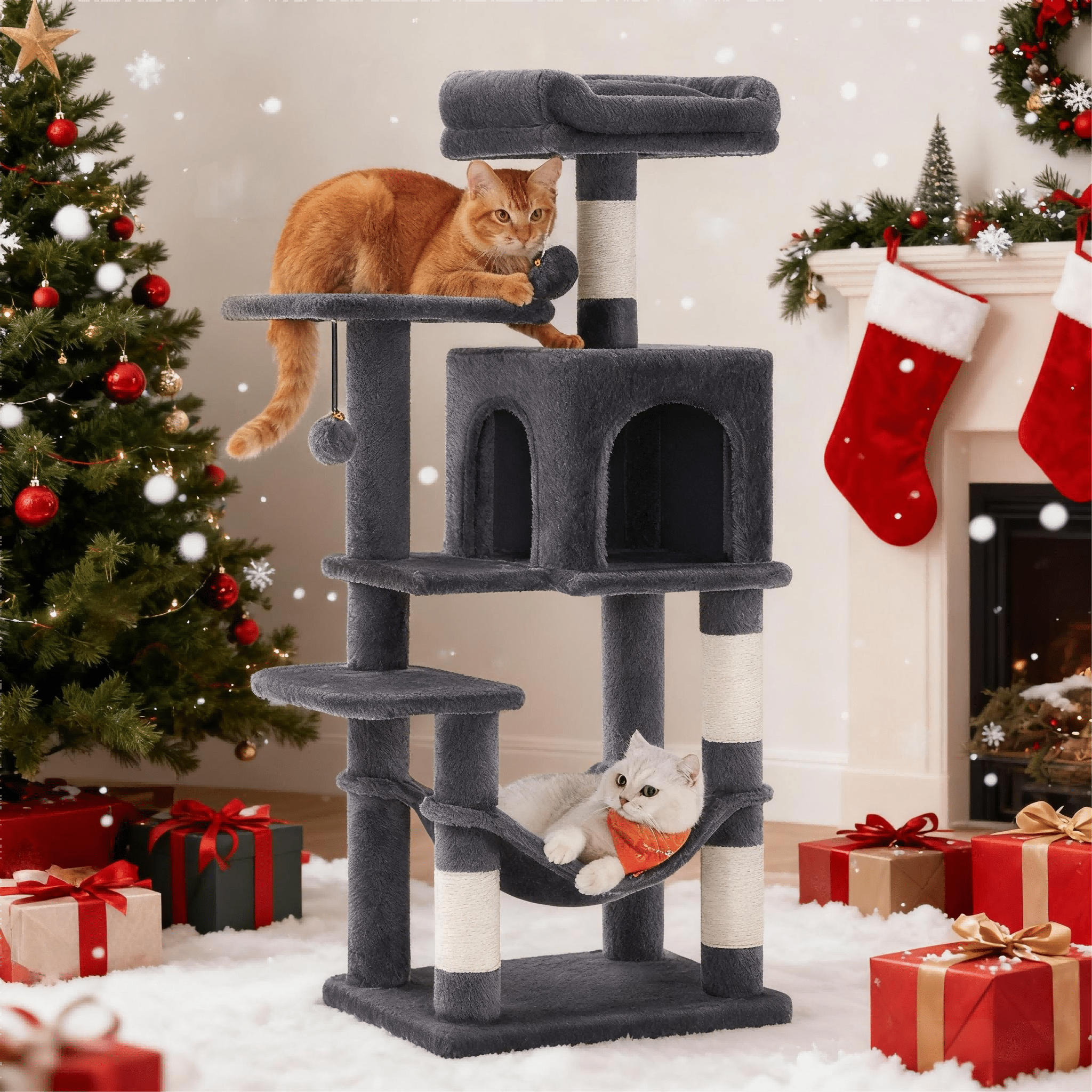 Katzen-Kratzbaum, Hängematte und 4 Kratzstämmen für Zuhause – Detailansicht 25