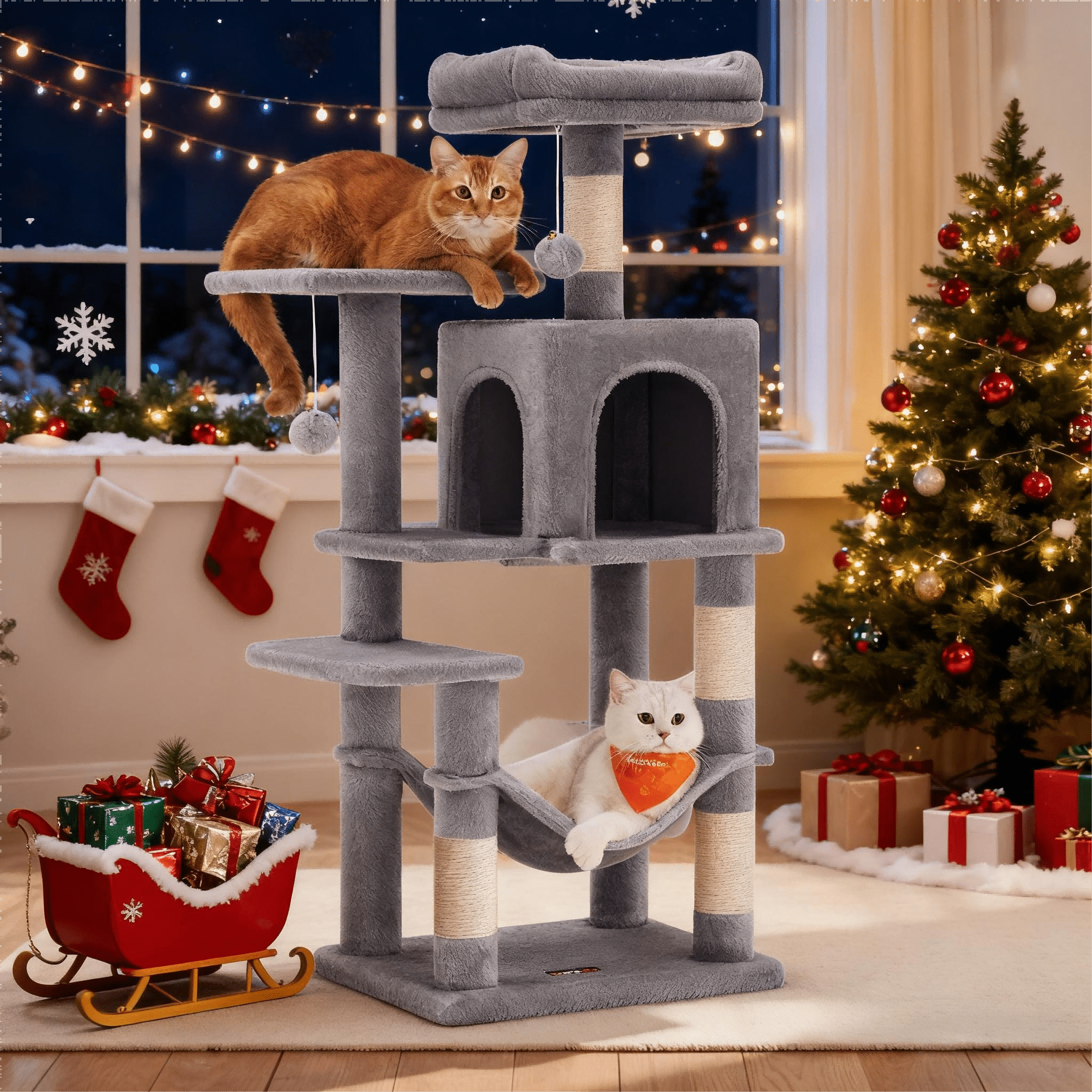 Katzen-Kratzbaum, Hängematte und 4 Kratzstämmen für Zuhause – Detailansicht 26