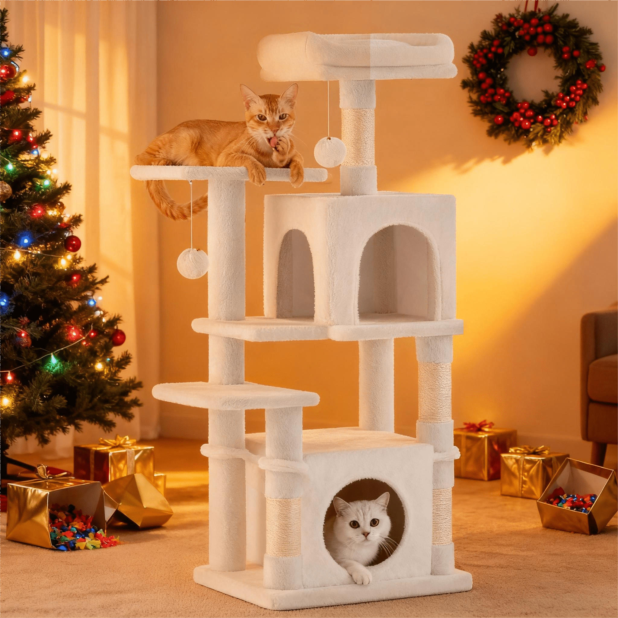 Katzen-Kratzbaum, Hängematte und 4 Kratzstämmen für Zuhause – Detailansicht 28