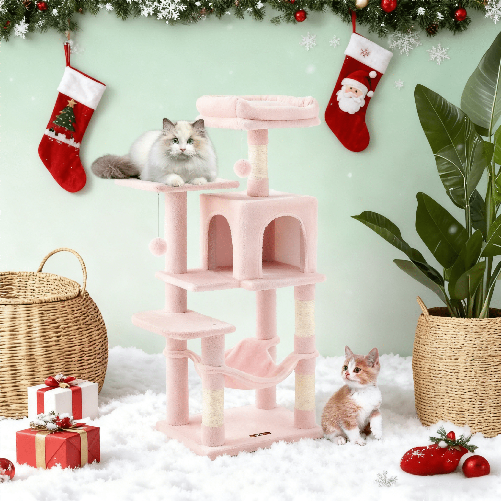 Katzen-Kratzbaum, Hängematte und 4 Kratzstämmen für Zuhause – Detailansicht 29