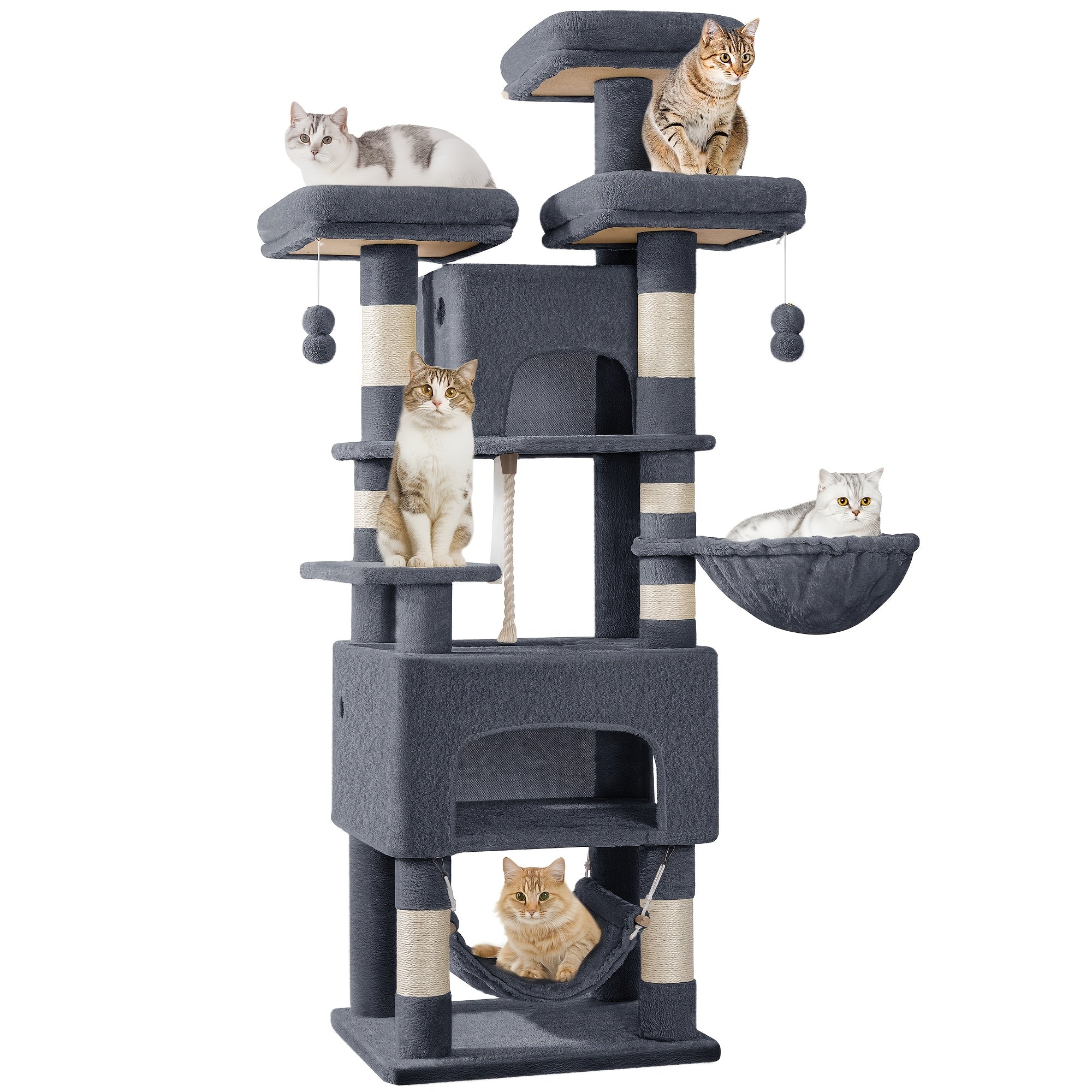 Katzen-Kratzbaum, Hellgrau für Haustiere und Zuhause – Detailansicht 6
