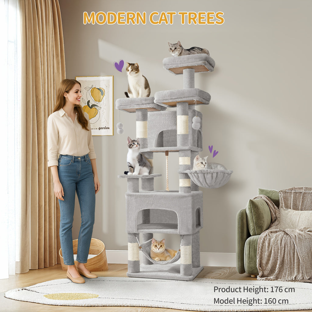 Katzen-Kratzbaum, Hellgrau für Haustiere und Zuhause – Detailansicht 7