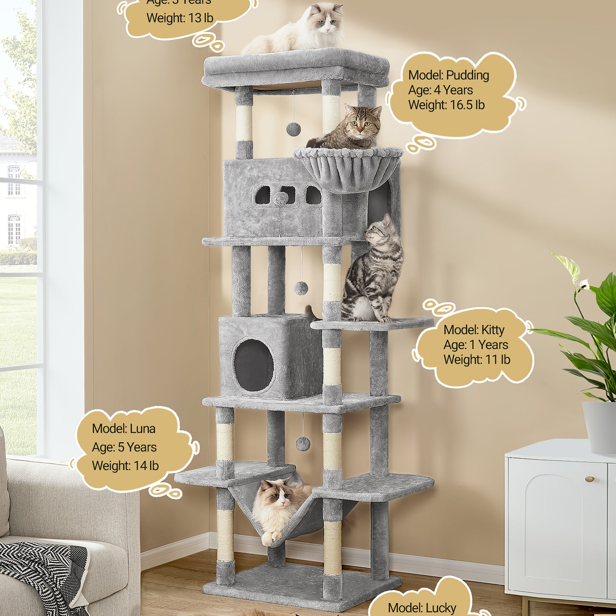 Katzen-Kratzbaum, Kamel für Haustiere und große Katzen – Detailansicht 4