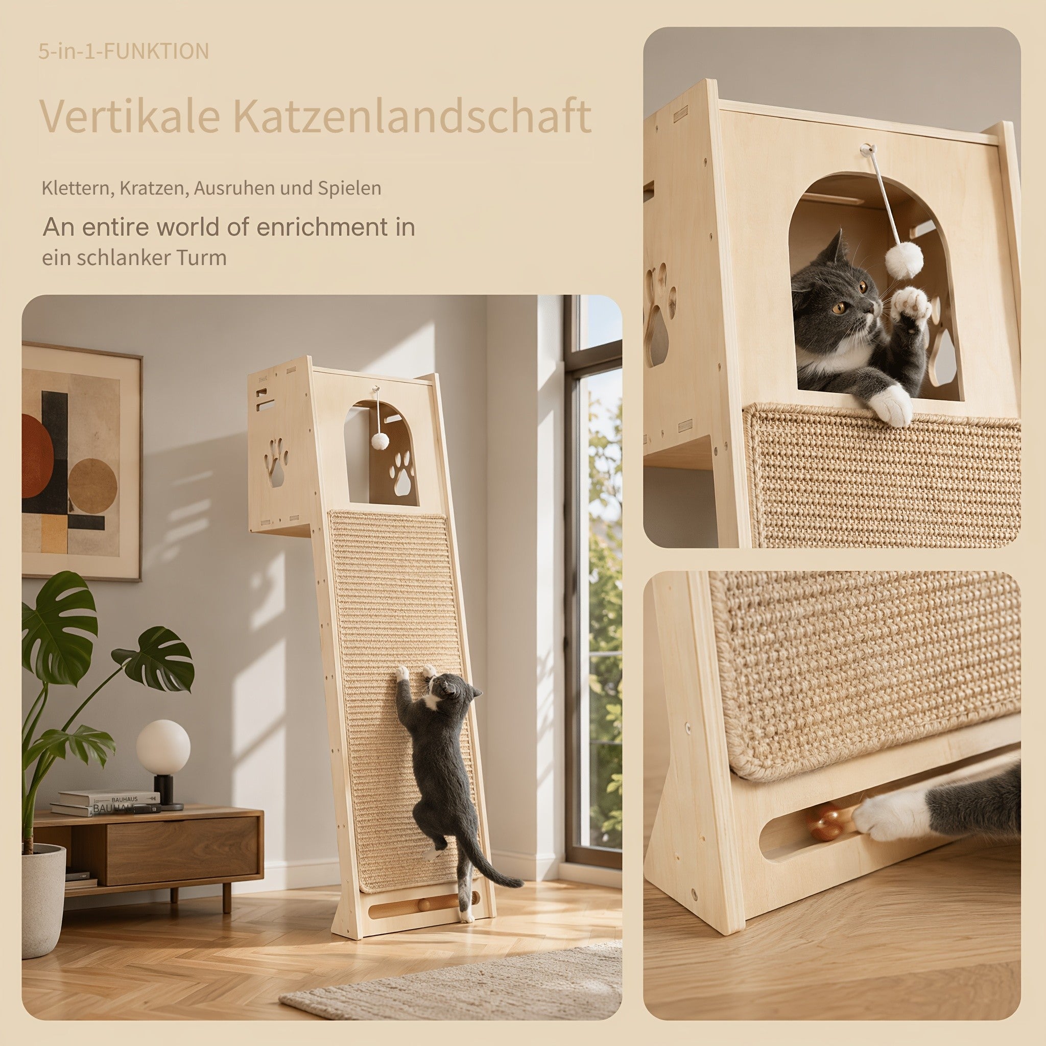 Katzen-Kratzbaum, Katzenwarte für Zuhause und Wohnzimmer – Detailansicht 10