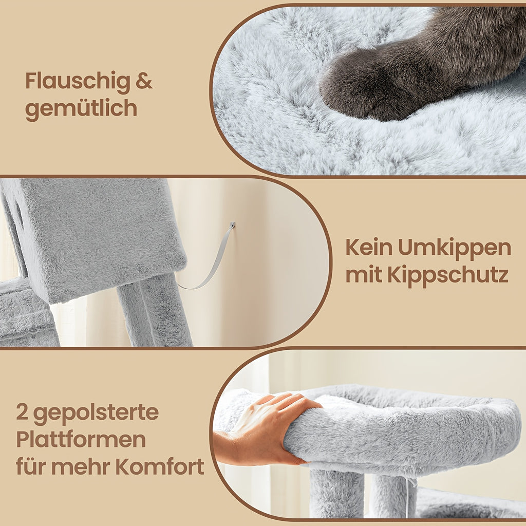 Katzen-Kratzbaum, Ombré-Grau-Weiß für Haustiere und Zuhause – Detailansicht 2