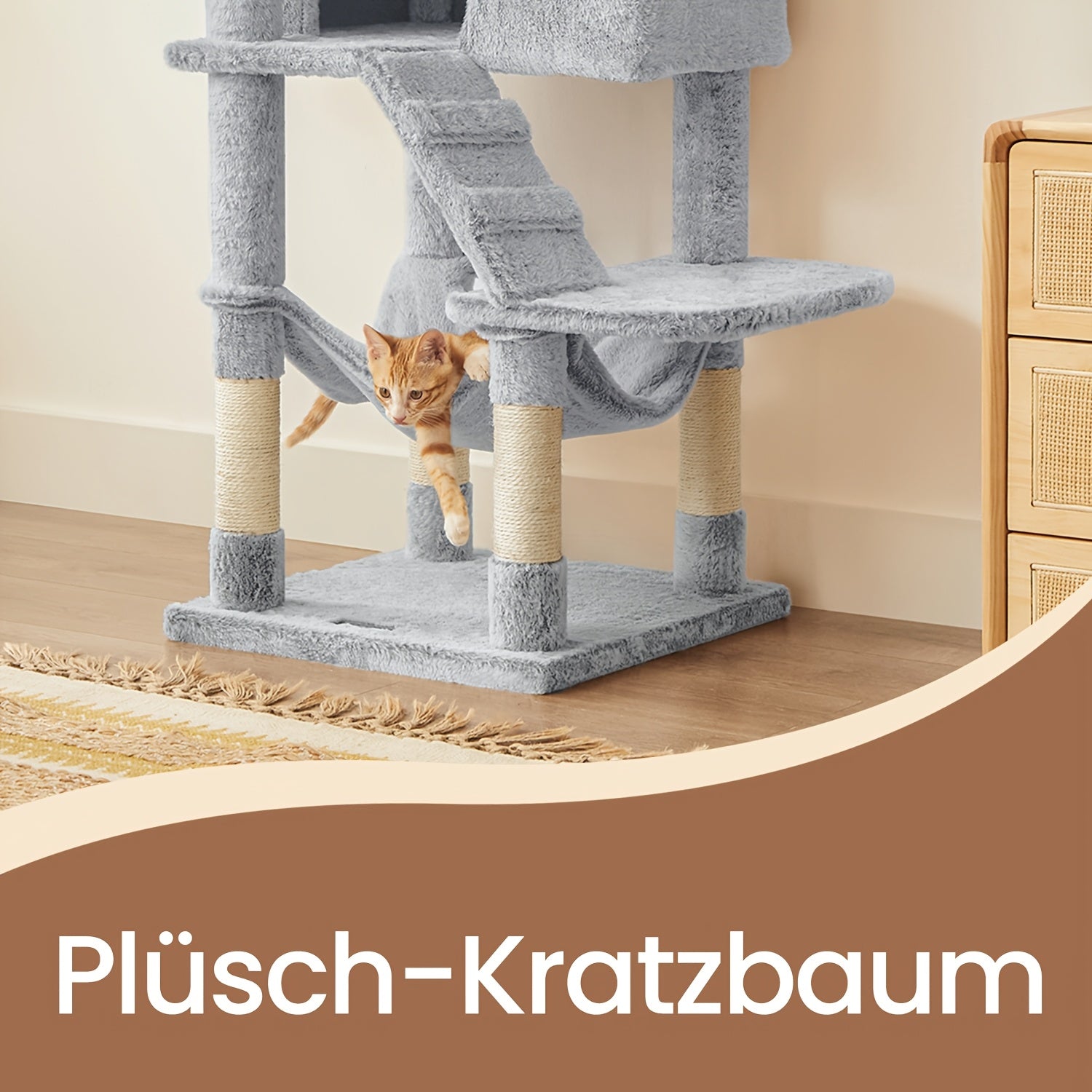 Katzen-Kratzbaum, Ombré-Grau-Weiß für Haustiere und Zuhause – Detailansicht 6