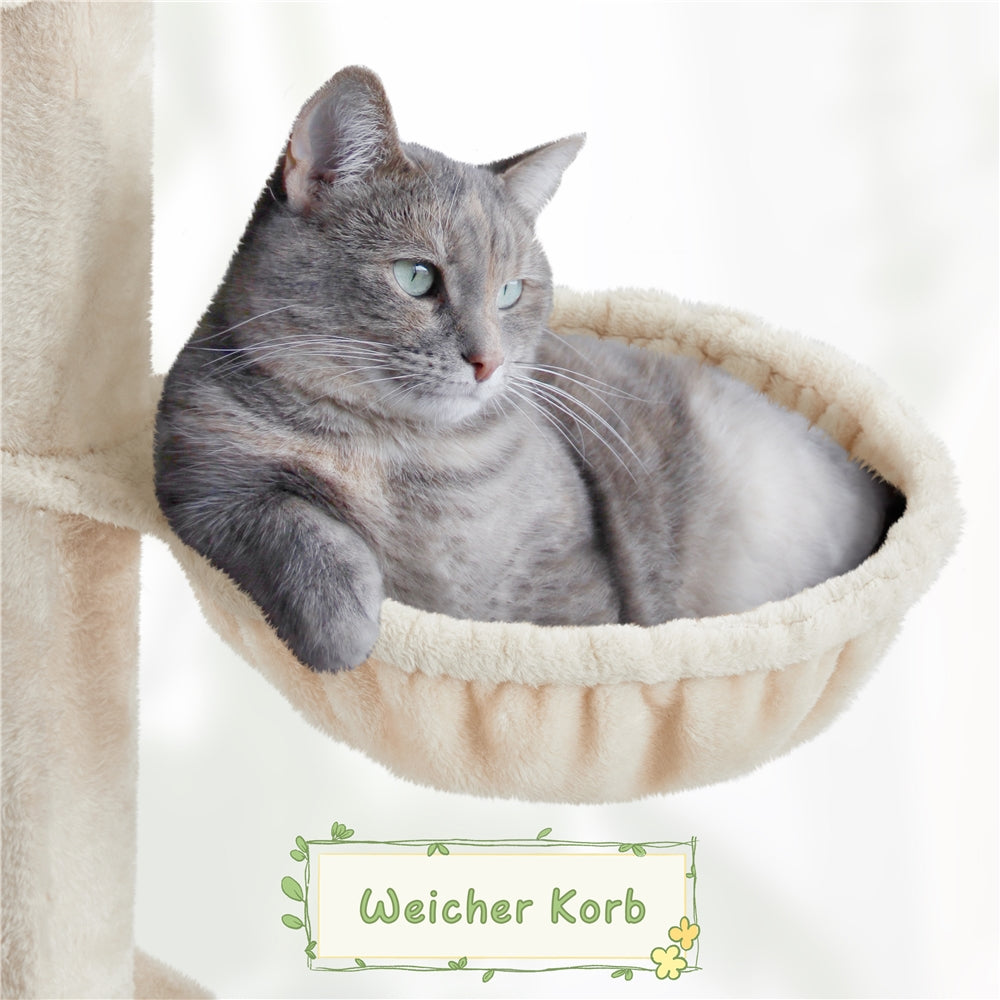Katzen-Kratzbaum, Rattan für Schlafen und Entspannen – Detailansicht 10
