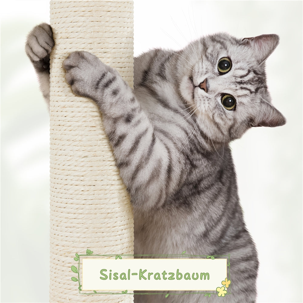 Katzen-Kratzbaum, Rattan für Schlafen und Entspannen – Detailansicht 13