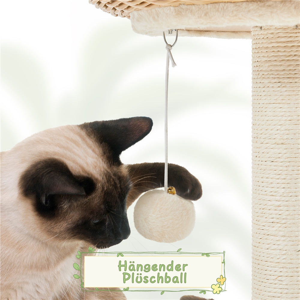 Katzen-Kratzbaum, Rattan für Schlafen und Entspannen – Detailansicht 14