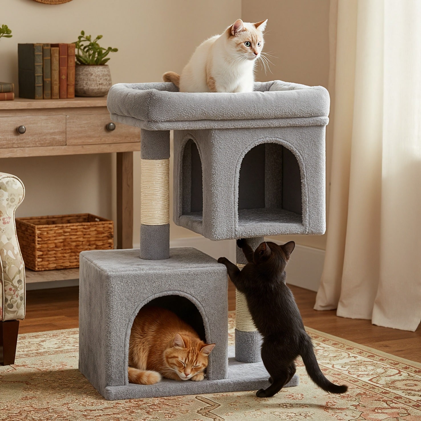 Katzen-Kratzbaum, rauchgrau für Haustiere – Hauptansicht