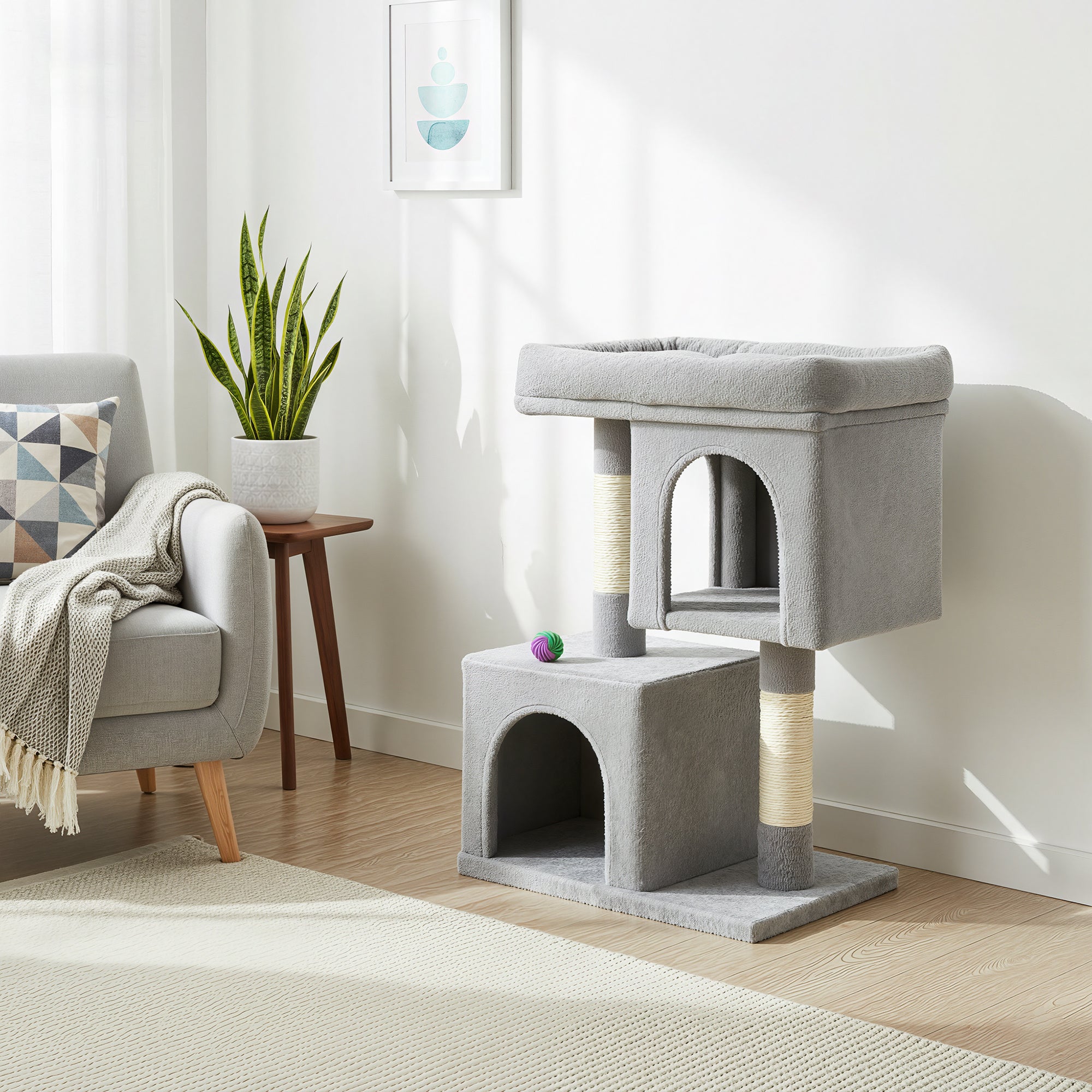 Katzen-Kratzbaum, rauchgrau für Haustiere – Detailansicht 3