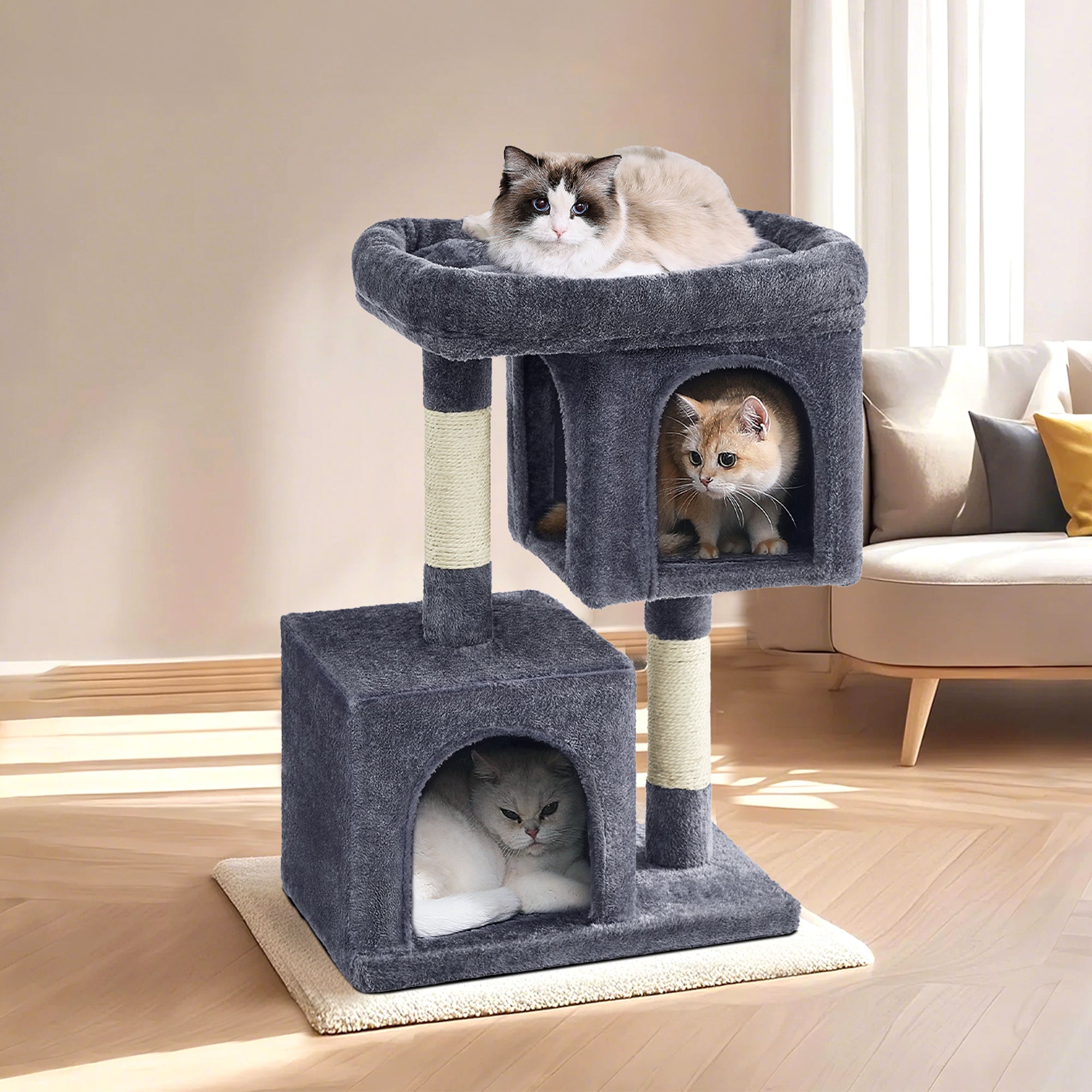 Katzen-Kratzbaum, rauchgrau für Haustiere – Detailansicht 10