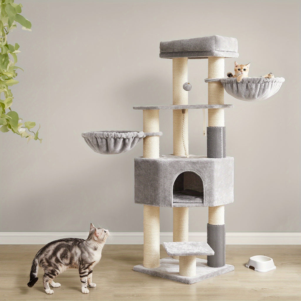 Katzen-Kratzbaum, Taubengrau + Cremeweiß für Haustiere und Zuhause – Hauptansicht