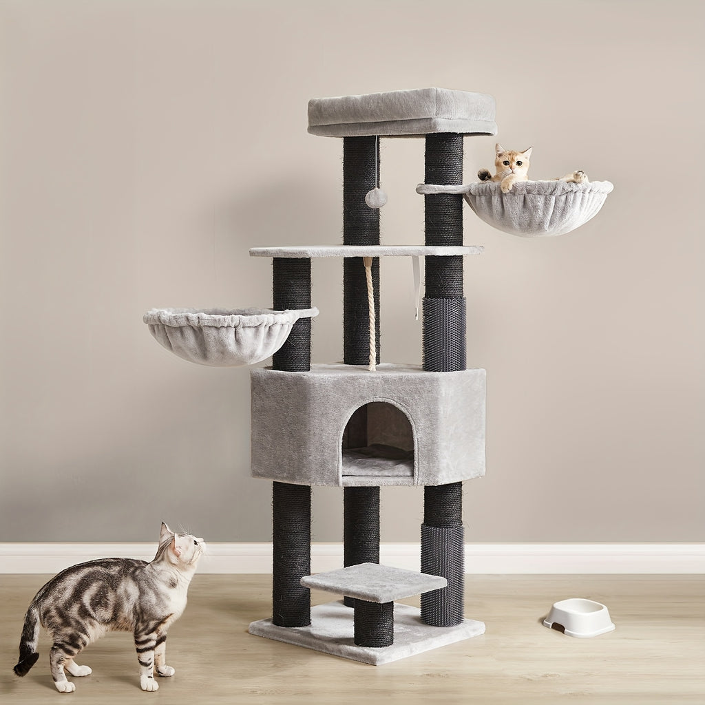 Katzen-Kratzbaum, Taubengrau + Cremeweiß für Haustiere und Zuhause – Detailansicht 3