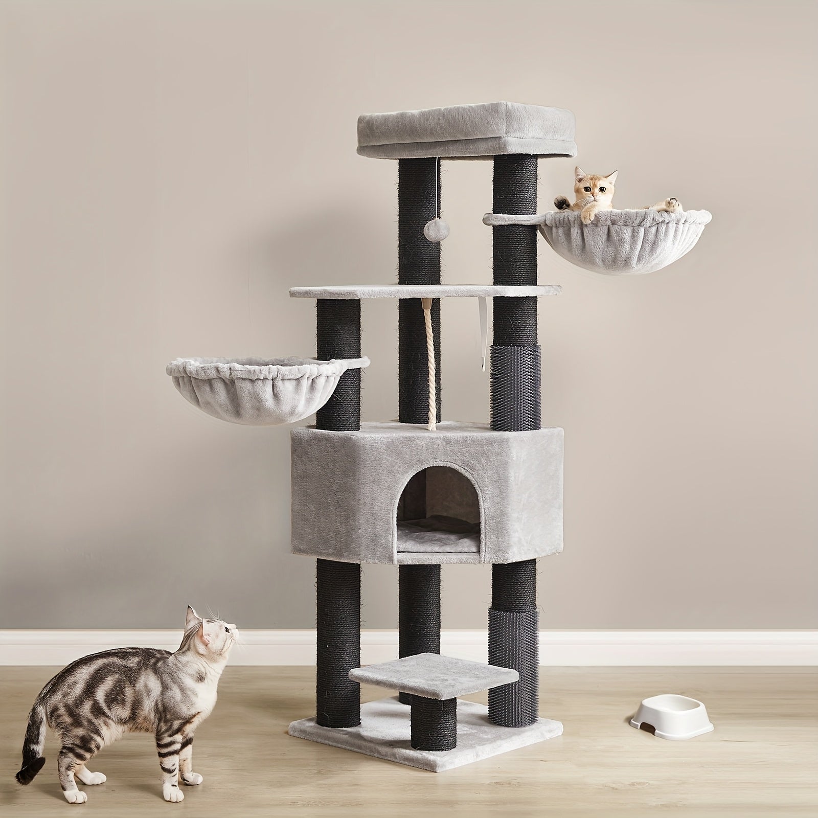 Katzen-Kratzbaum, Taubengrau + Cremeweiß für Haustiere und Zuhause – Detailansicht 3
