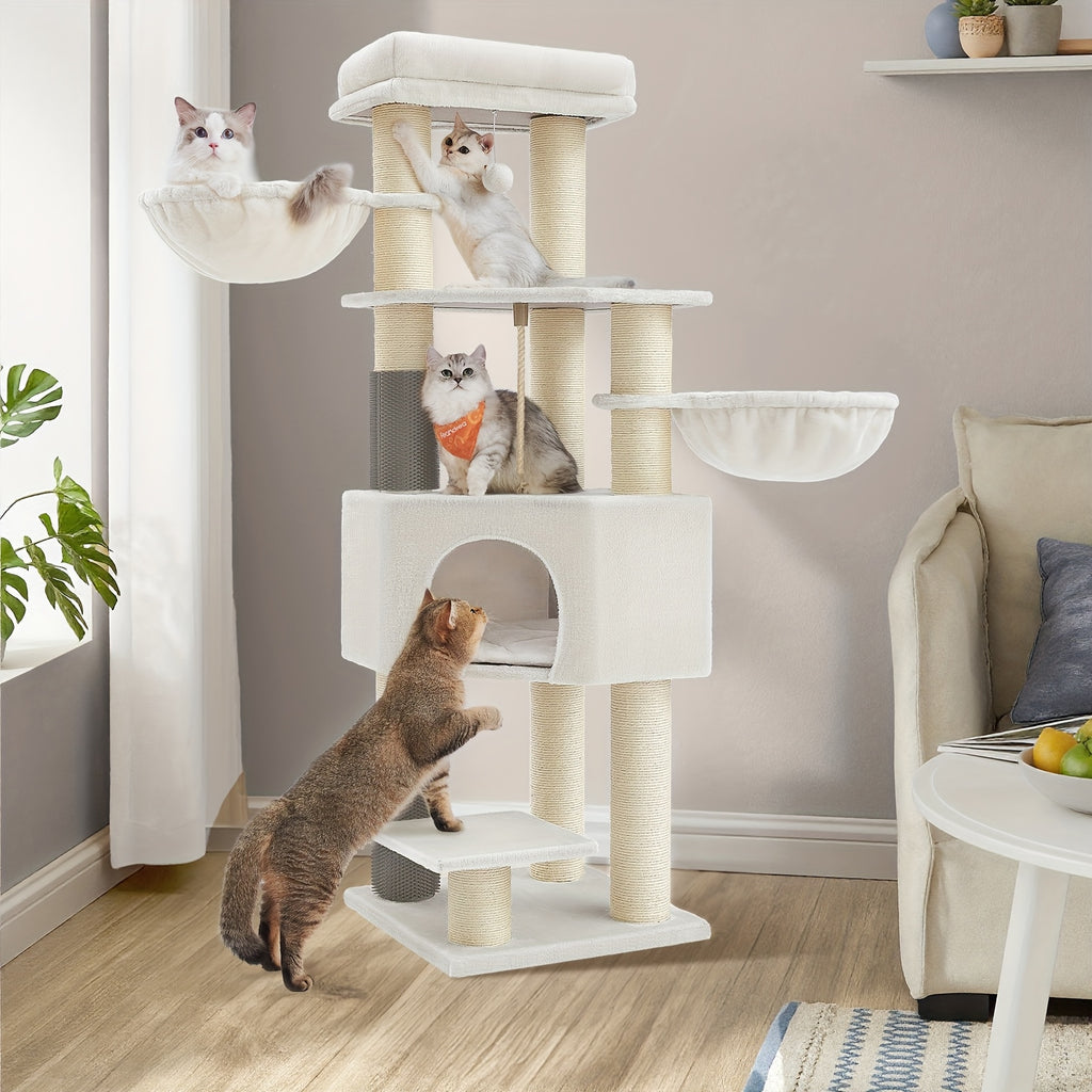 Katzen-Kratzbaum, Taubengrau + Cremeweiß für Haustiere und Zuhause – Detailansicht 5