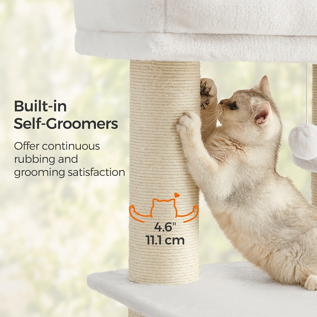 Katzen-Kratzbaum, Taubengrau + Cremeweiß für Haustiere und Zuhause – Detailansicht 7