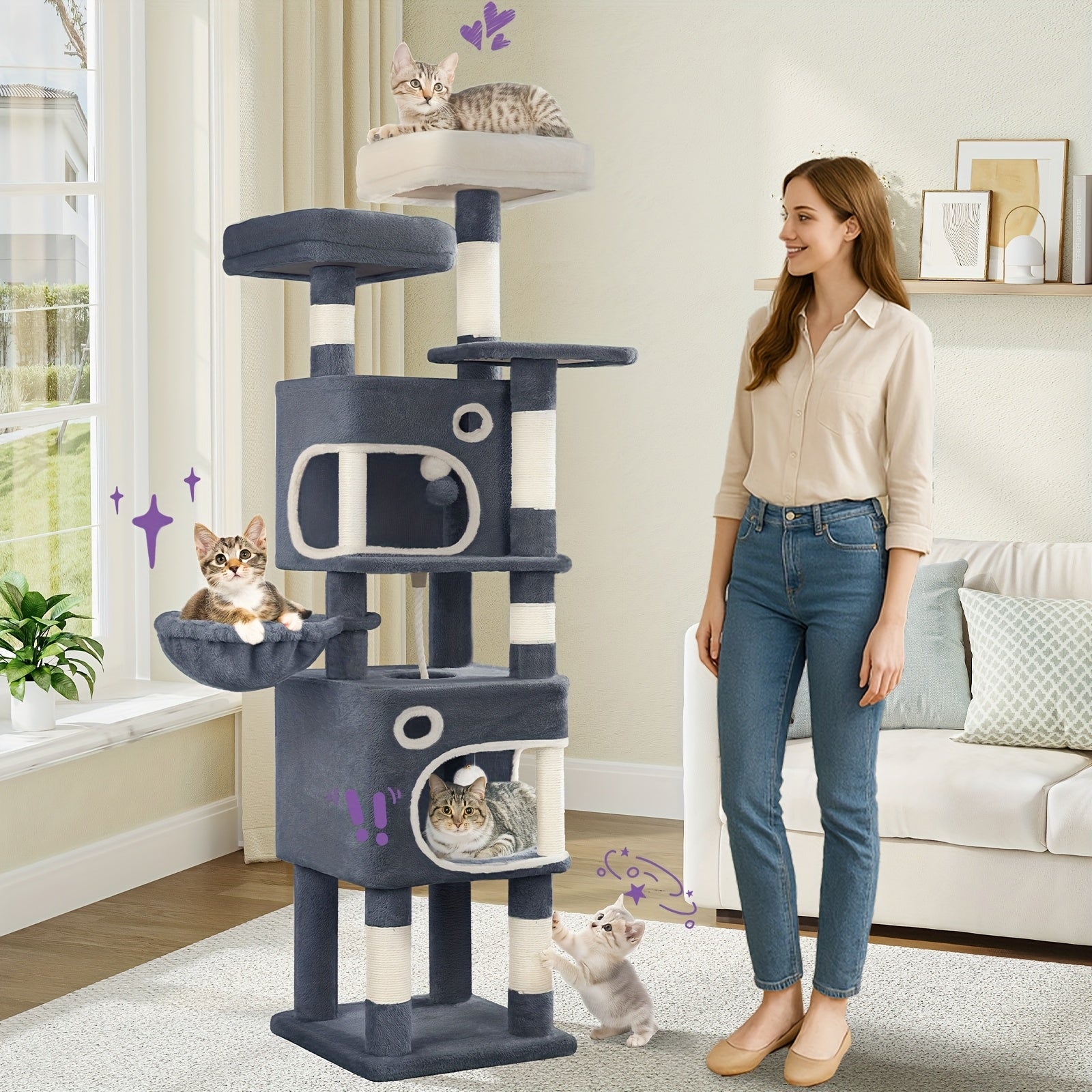 Katzenbaum, 159 cm für Haustiere und Zuhause – Detailansicht 5