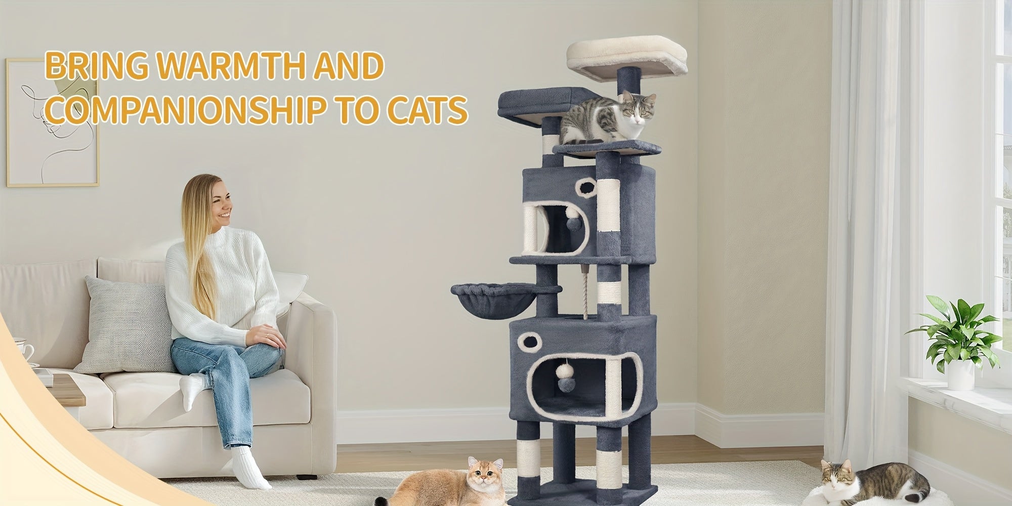 Katzenbaum, 159 cm für Haustiere und Zuhause – Detailansicht 9