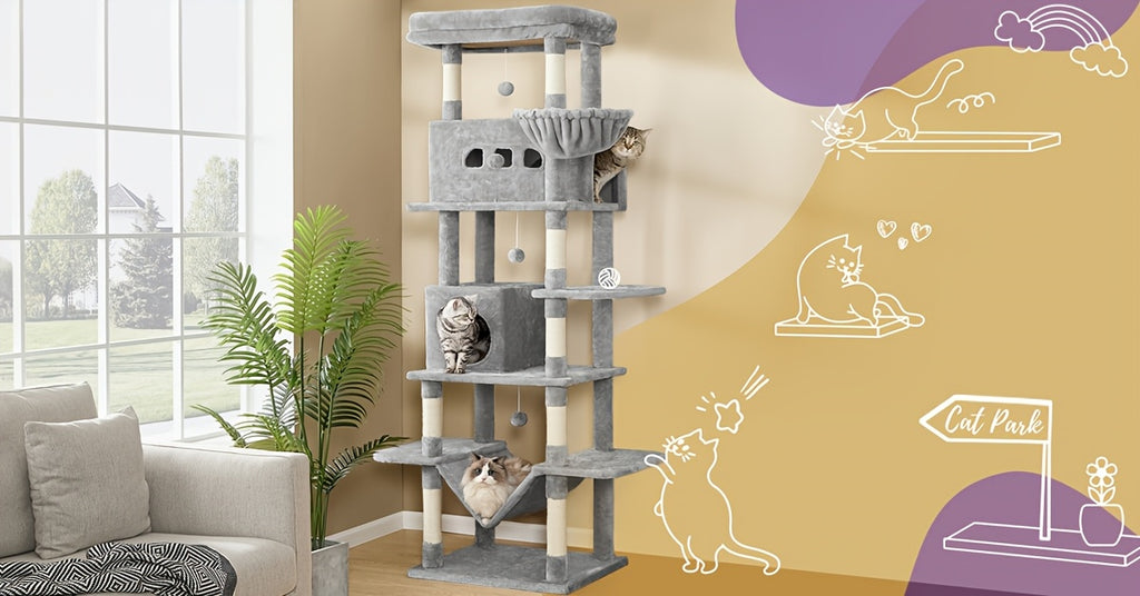 Katzenbaum für Wohnungskatze, 210 cm für Haustiere und Zuhause – Detailansicht 2