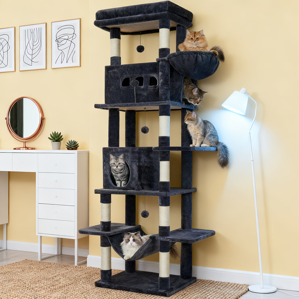 Katzenbaum für Wohnungskatze, 210 cm für Haustiere und Zuhause – Detailansicht 5