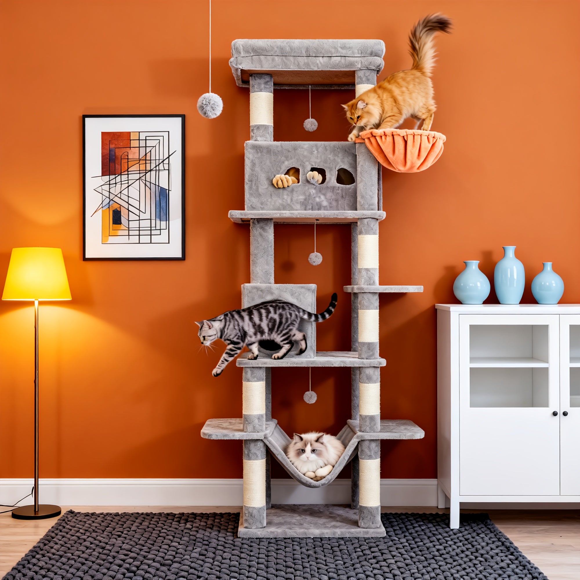 Katzenbaum für Wohnungskatze, 210 cm für Haustiere und Zuhause – Detailansicht 9