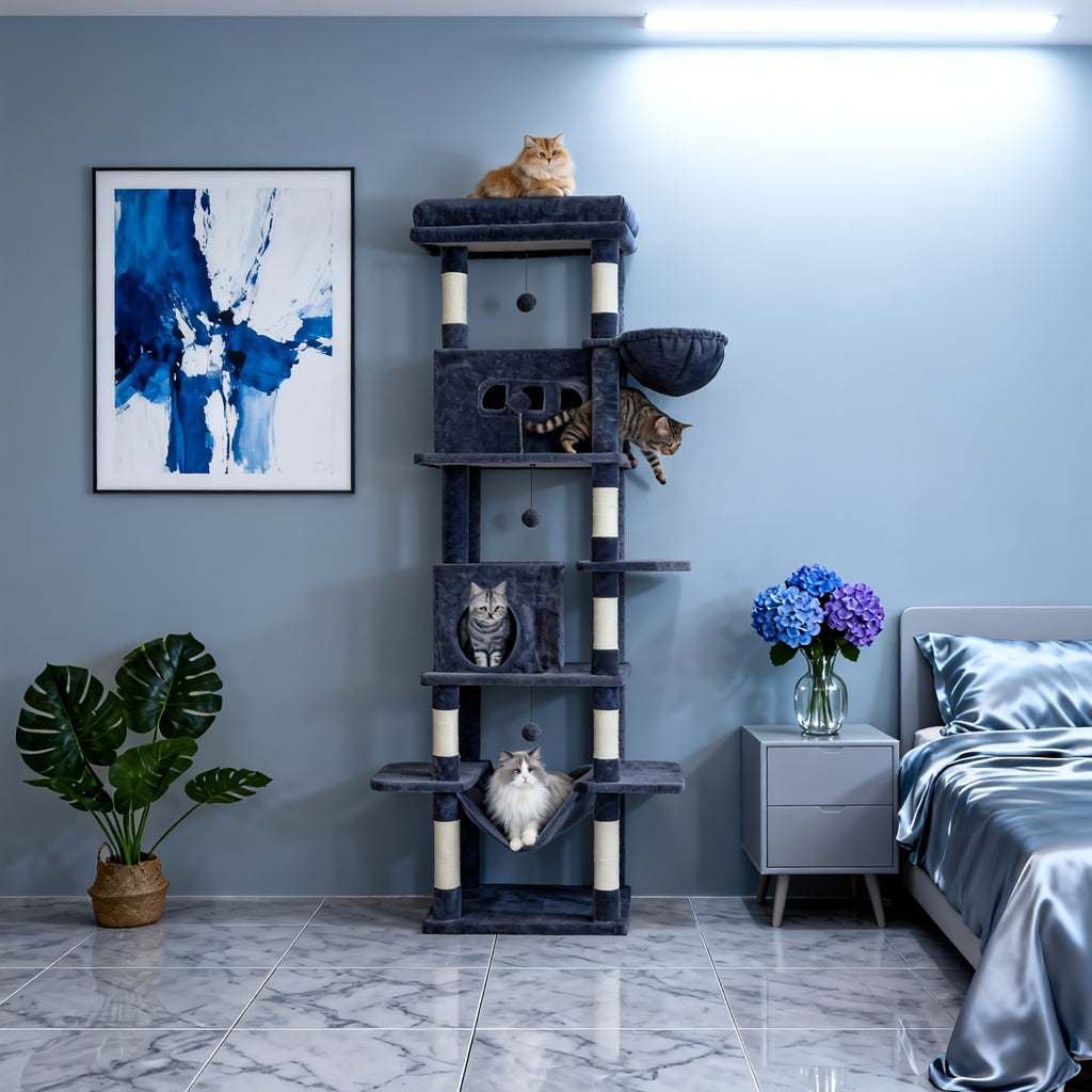 Katzenbaum für Wohnungskatze, 210 cm für Haustiere und Zuhause – Detailansicht 10
