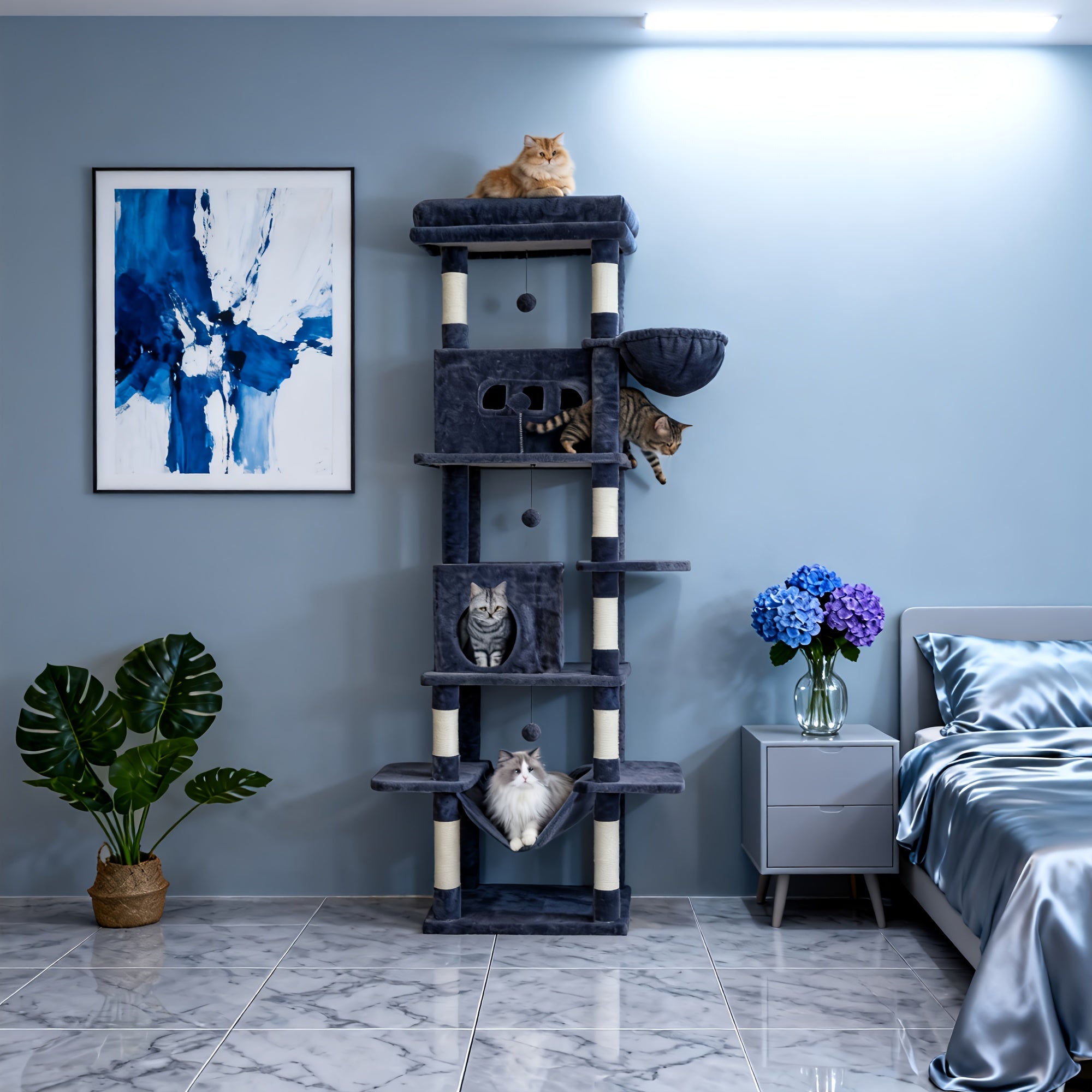 Katzenbaum für Wohnungskatze, 210 cm für Haustiere und Zuhause – Detailansicht 10