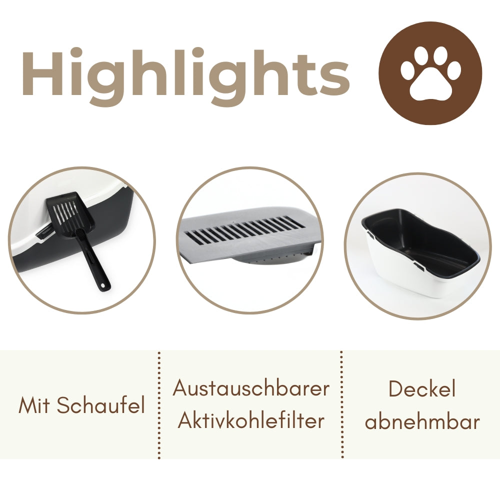 Katzenklo, Katzentoilette mit Haube XXL für Haustiere und Zuhause – Detailansicht 12