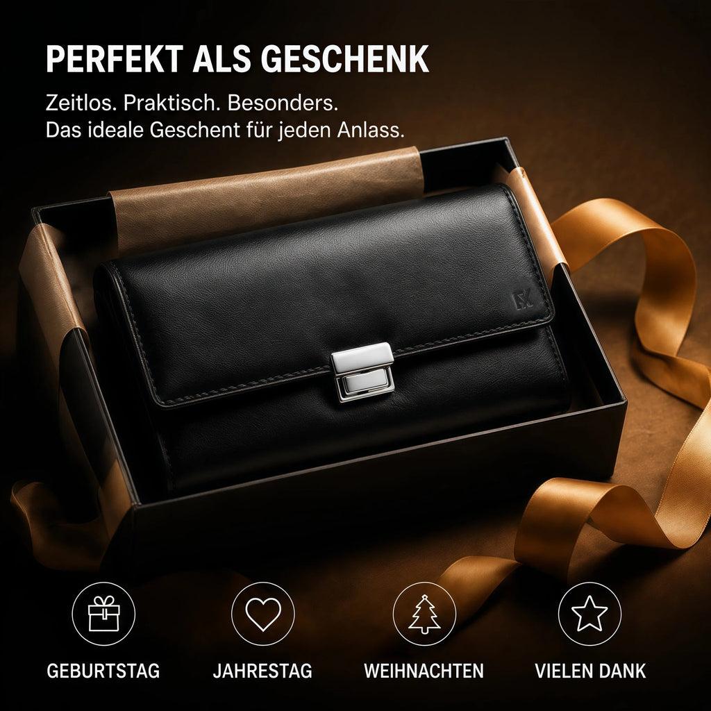 Kellnerbörse aus Echtleder, Schwarz für Service und Alltag – Detailansicht 13