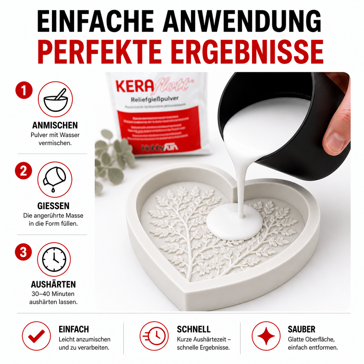 KERAflott Giesspulver, 5 kg + Vase-II für Hobby – Detailansicht 12