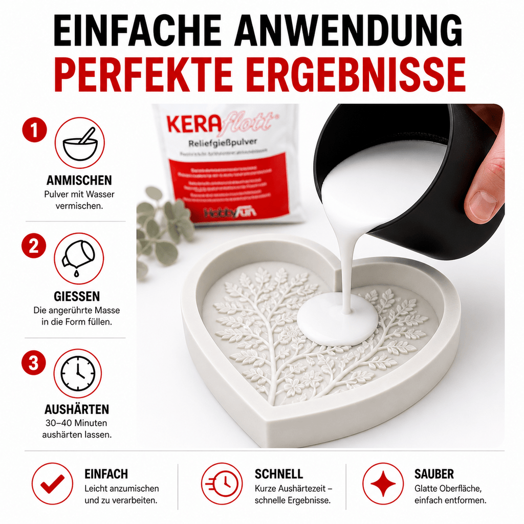 KERAflott Giesspulver, 5 kg + Vase-III für kreative Projekte schnellhärtendes – Detailansicht 12
